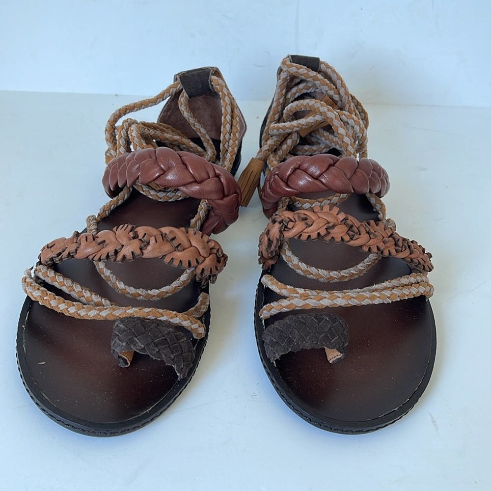 Bacio 61 Womens Leini Ankle Wrap Leather Sandals 9M - Picture 5 of 9